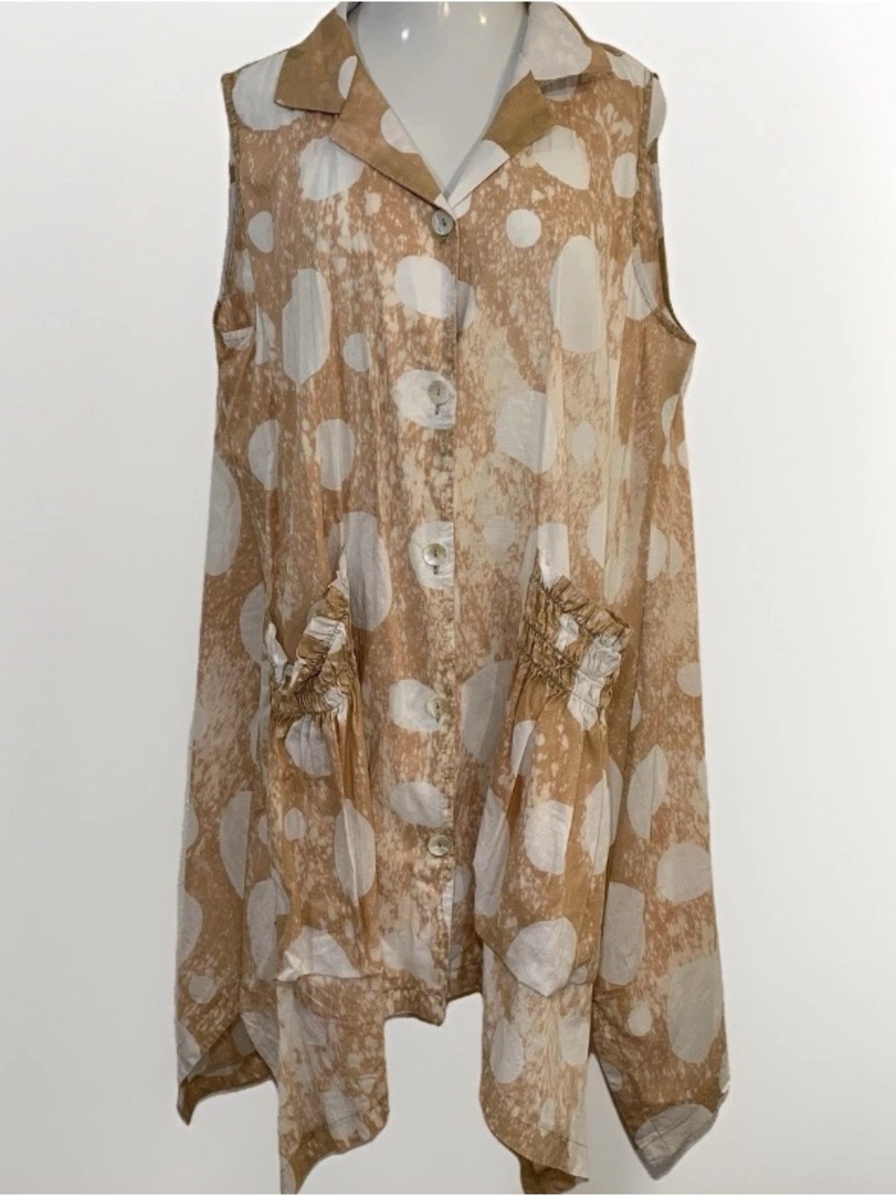 A Rare Bird Dotty Funky Pocket Duster One Size Sleeveless Handmade Dress Tunic